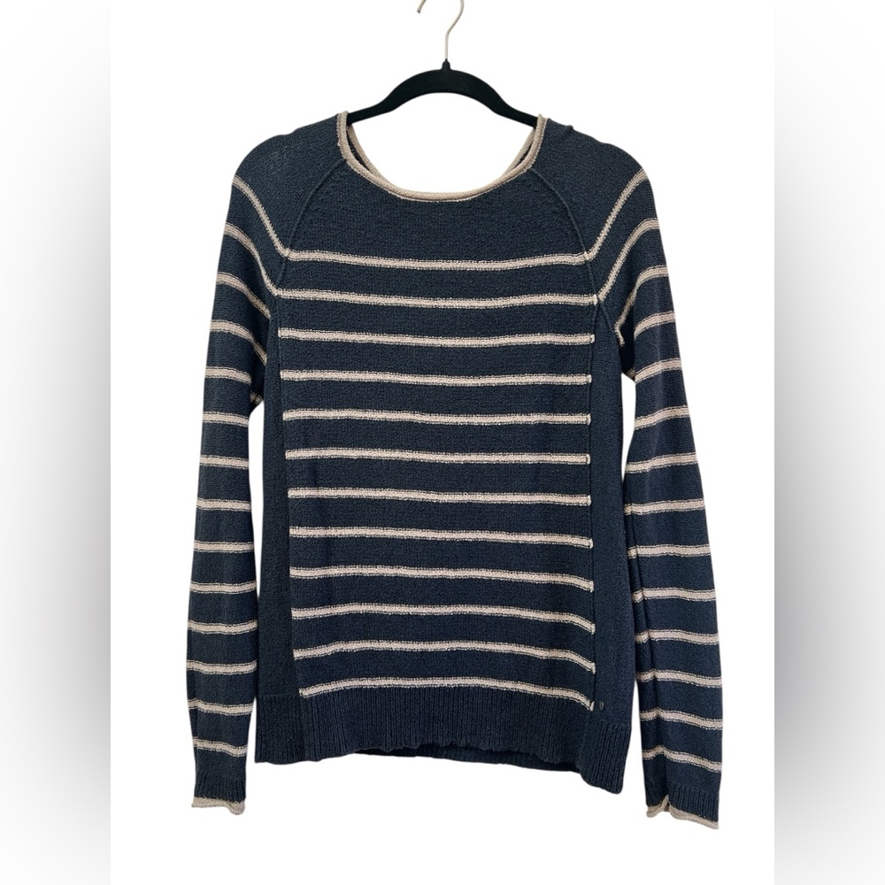 Eddie Bauer Navy Stripe Coastal Preppy Raglan Knit Sweater Size S